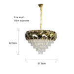 ⁦نجف مودرن ذهبي E14*9L قطر 60 سم⁩ - الصورة ⁦4⁩