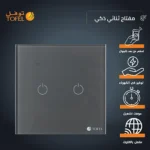 مفتاح الذكي ثنائي غطاء لون جرافيت تحكم عن بعد WiFi سهل الاستخدام يعمل باللمس تحكم بالجوال متوافق مع اليكسا وجوجل هوم توفل