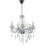 ⁦نجف مودرن شمعدان فضي مع شفاف E14*5⁩ - الصورة ⁦2⁩