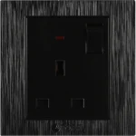 ⁦فيش ثلاثي مع مفتاح 13 امبير لون اسود حجري توفل⁩ - الصورة ⁦3⁩