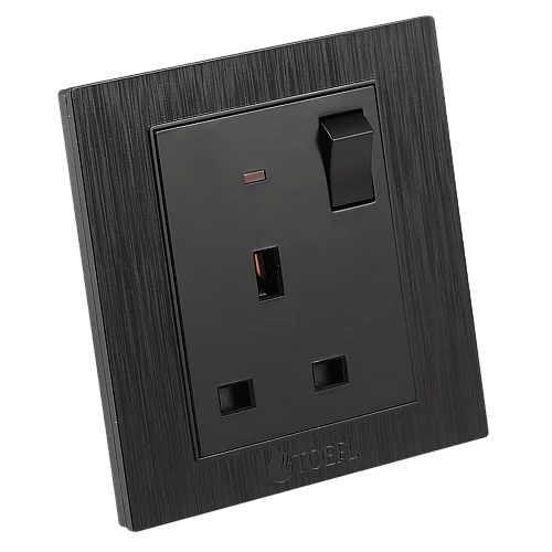 T1-11C3BS-BK (2)-500x500w فيش ثلاثي مع مفتاح 13 امبير لون اسود حجري توفل - الصورة 1