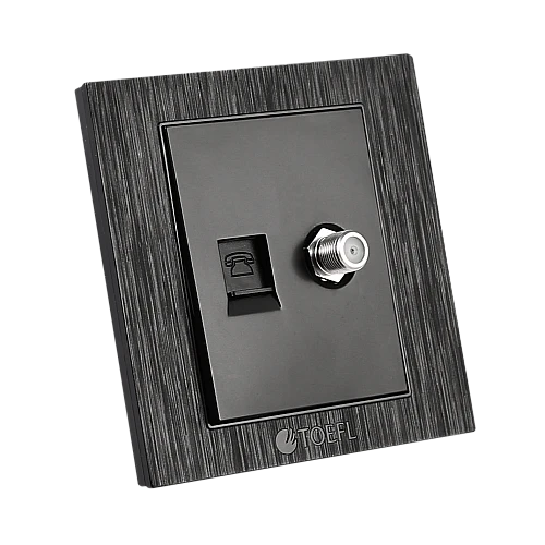 T1-TEL+TV-BK (2)-500x500w فيش منفذ هاتف تليفون مع دش لون اسود حجري توفل - الصورة 1