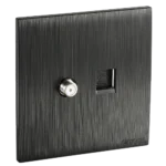 فيش منفذ هاتف تليفون مع دش لون اسود بيانو بلاتيني