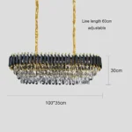 ⁦نجف مودرن مستطيل اسود مع ذهبي E14 قطر 100*35 سم⁩ - الصورة ⁦6⁩