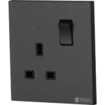 ⁦فيش ثلاثي مع مفتاح 13 امبير لون بيانو اسود رويال⁩ - الصورة ⁦2⁩