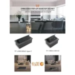 ⁦فيش ارضي دفن مزدوج ثلاثي USB + TYPE-C لون اسود حجري توفل⁩ - الصورة ⁦2⁩