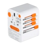 قسام محول سفر عالمي 100 واط دولي مع 5 منافذ شحن USB (3 USB C) منفذ عالمي للولايات المتحدة الى اوروبا والمملكة المتحدة واستراليا وايرلندا (النوع C/G/A/I)