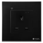 ⁦فيش جداري 13 امبير اسود ذكي تحكم عن بعد WiFi سهل الاستخدام يعمل باللمس تحكم بالجوال متوافق مع اليكسا وجوجل هوم توفل⁩ - الصورة ⁦2⁩