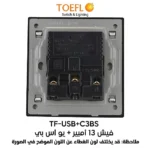 ⁦فيش ثلاثي مع منفذ يو اس بي USB لون ذهبي هادئ توفل⁩ - الصورة ⁦2⁩