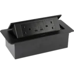 ⁦مقبس مكتبي مخفي بقدرة عالية واتصال شبكي مزدوج ارضي مع فيش ثنائي و منفذ كمبيوتر ثنائي اسود توفل⁩ - الصورة ⁦3⁩