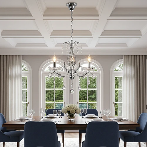 hwI7mT9CKIBjW0U34g5mBQdCbrNYNkGYAh-500x500 نجف مودرن شمعدان فضي مع شفاف E14*3 - الصورة 1