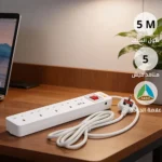 توصيلة 5 مداخل افياش طول السلك 5 متر لون الغطاء ابيض توفل