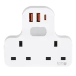 توصيلة قابس جداري افياش ثلاثي 2 مع مدخل 2USB +Type-C توفل