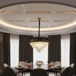 نجف مودرن اسود مع ذهبي E14*9L قطر 600 ملم