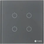 ⁦مفتاح ذكي رباعي جرافيت تحكم عن بعد WiFi سهل الاستخدام يعمل باللمس تحكم بالجوال متوافق مع اليكسا وجوجل هوم توفل⁩ - الصورة ⁦2⁩