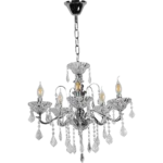 ⁦نجف مودرن شمعدان فضي مع شفاف E14*5⁩ - الصورة ⁦2⁩