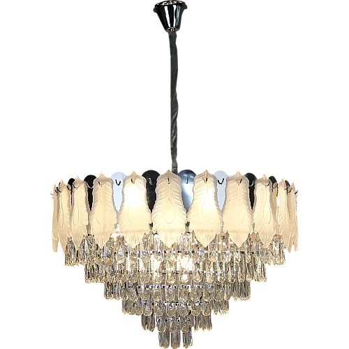 luqEfFv740sjD7U9DKRQq6ihLwpxVM86M5IQVbm0FimV-500x500h نجف مودرن فضي E14*15L قطر 80 سم - الصورة 1