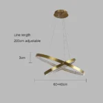 ⁦نجف مودرن زيتي لون الانارة 3اضاءات 600*400 65 واط⁩ - الصورة ⁦2⁩