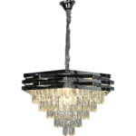 ⁦نجف شيمر معلق كريستال فضي E14*9L قطر 60 سم⁩ - الصورة ⁦4⁩