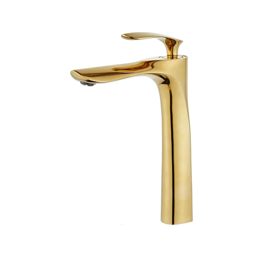 mxchn43719 خلاط مغسلة عالي معتق أصفر مقاوم للصدأ - الصورة 1