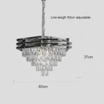 ⁦نجف شيمر معلق كريستال فضي E14*9L قطر 60 سم⁩ - الصورة ⁦3⁩