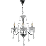 ⁦نجف مودرن شمعدان فضي مع شفاف E14*3⁩ - الصورة ⁦2⁩