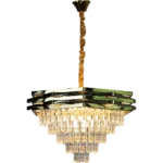 ⁦نجف علاقي كريستال ذهبي E14*9L مقاس 60 سم⁩ - الصورة ⁦3⁩