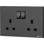 فيش ثلاثي مع 2 مفتاح مستطيل لون بيانو اسود رويال