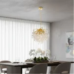 نجف قروش مودرن ذهبي + شفاف E14*6 مقاس 450 ملم