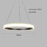 ⁦نجف مودرن فضي لون الانارة 3 اضاءات 105 واط قطر 80 سم⁩ - الصورة ⁦3⁩