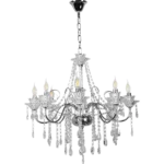 ⁦نجف مودرن شمعدان فضي مع شفاف E14*8⁩ - الصورة ⁦2⁩