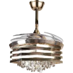 ⁦نجف مروحة ذهبي لون الانارة 3 اضاءات 75 واط مقاس 500 ملم⁩ - الصورة ⁦2⁩