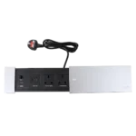 ⁦توصيلة أفياش مكتبية دفن مخفية بغطاء فضي سحاب و منافذ Tyep-C-USB + كمبيوتر + HDMI توفل (Toefl)⁩ - الصورة ⁦3⁩