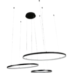 ⁦نجف مودرن 3حلقات اسود لون الانارة اصفر 75 واط ثلاثي⁩ - الصورة ⁦2⁩