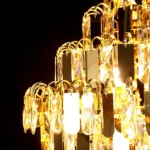 ⁦نجف علاقي كريستال ذهبي قطر 60 سم E14⁩ - الصورة ⁦5⁩