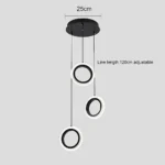 ⁦علاقي ثلاثي حلقات اسود لون الانارة 3اضاءات 25 واط⁩ - الصورة ⁦3⁩