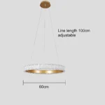 ⁦نجف مودرن ذهبي لون الانارة 3 اضاءات 75 واط قطر 60 سم⁩ - الصورة ⁦2⁩