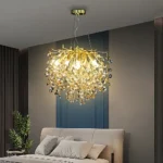 ثريا مودرن تصميم بلمسه ذهبي ه شفاف عسلي إضاءة راقيه E14*6L قطر 45 سم