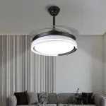 ⁦مروحة السقف القابلة للطي اسود لون الانارة 3اضاءات 50 سم⁩ - الصورة ⁦2⁩