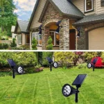 ⁦كشاف حديقة غرس لون الانارة اخضر يعمل بالطاقة الشمسية مع حساس ضوء يعمل تلقائي مع الغروب بالليل حتى الصباح مع قاعدة متحرك 7 عدسات ليد 2 واط⁩ - الصورة ⁦6⁩