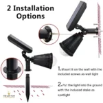 ⁦كشاف حديقة غرس لون الانارة اخضر يعمل بالطاقة الشمسية مع حساس ضوء يعمل تلقائي مع الغروب بالليل حتى الصباح مع قاعدة متحرك 7 عدسات ليد 2 واط⁩ - الصورة ⁦3⁩