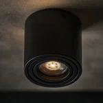 جرم سلندر اسود اسطواني مانع للتوهج متحرك قاعدة لمبة GU10 / قطر 80*85 ملم