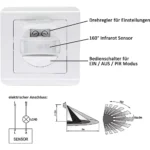 ⁦مستشعر حساس حركة بالأشعة تحت الحمراء بزاوية 120 درجة دفن حائط علبة مفاتيح 7*7 سم نطاق 9 أمتار⁩ - الصورة ⁦2⁩
