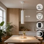 مصباح السلندر العلاقي الابيض اسطواني مقلم فاخر (مقاس 30 GU10)