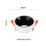 ⁦إطار جرم سبوت اسود + ابيض مفرد مانع للتوهج 7 سم⁩ - الصورة ⁦2⁩