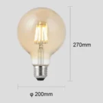 ⁦لمبة لون الانارة عسلي اصفر قطر 20 سم قزاز ذهبي عيدان كروي 7 واط قاعدة E27⁩ - الصورة ⁦2⁩