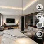 مصباح علاقي سلندر مكعب مستطيل مقلم مودرن أسود (مقاس 30 سم) - قاعدة GU10