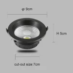 ⁦كشاف سبوت لايت اسود لون الانارة ابيض 7 سم 7 واط⁩ - الصورة ⁦3⁩