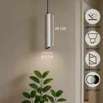 سلندر علاقي اسطواني طويل مفرد ابيض + اسود قطر 55*400 ملم لمبة نوع GU10