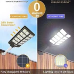 ⁦كشاف شوارع اسود لون الانارة ابيض طاقة شمسية 500 واط⁩ - الصورة ⁦3⁩